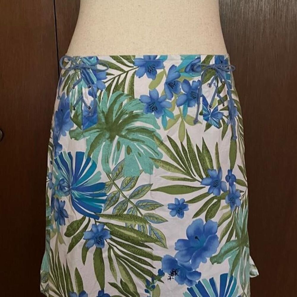 My Michelle Women's Blue and Green Tropical Mini Skirt